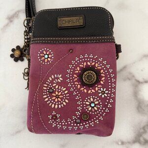 Chala Dazzled Cellphone Crossbody Pink Paisley Purse Bag
